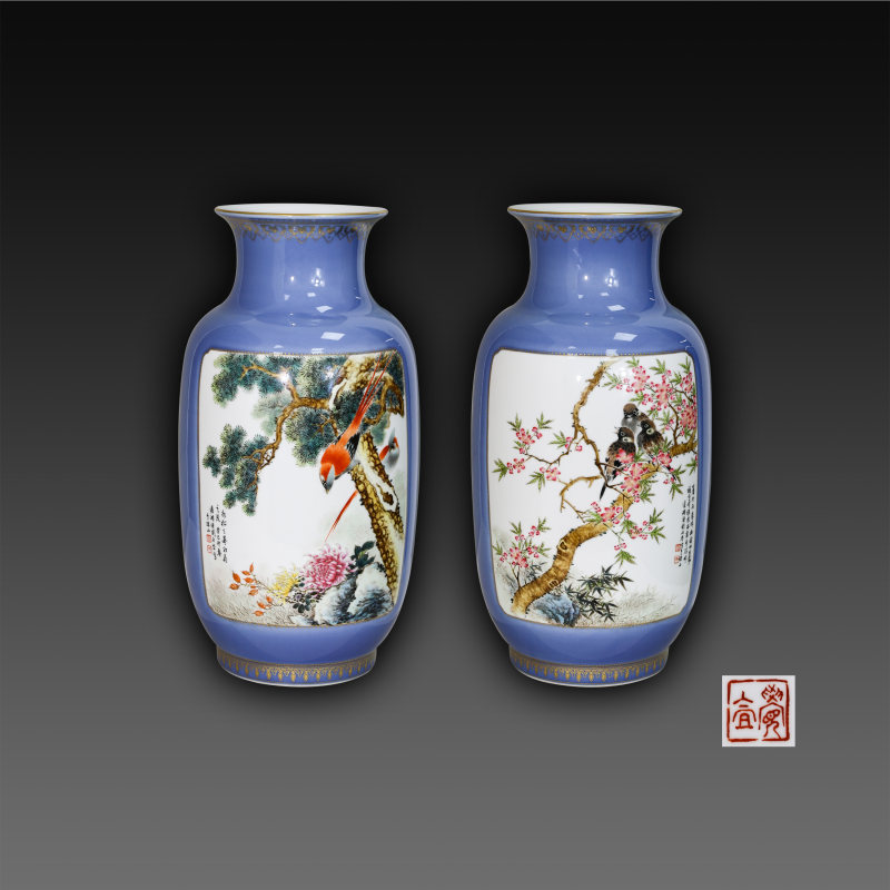 刘雨岑 花鸟赏瓶